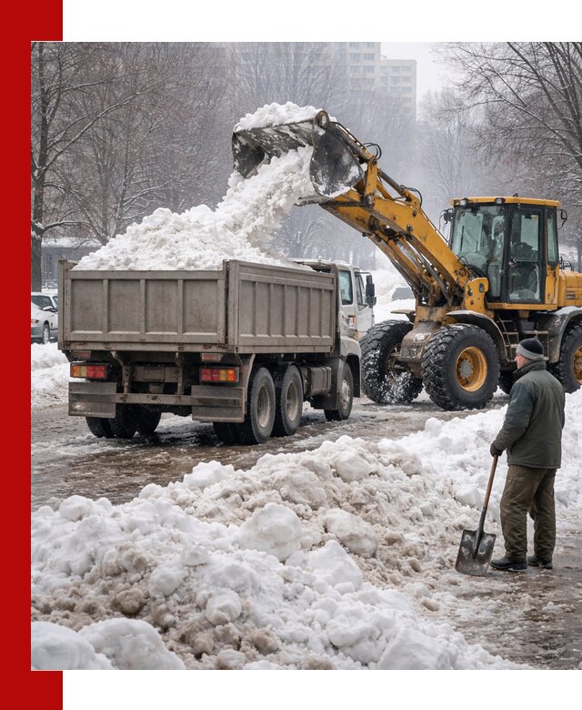 Вывоз снега грузовой техникой в Светлограде оперативно и чисто