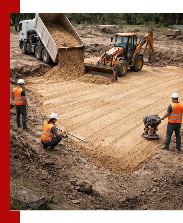 Устройство песчаной подушки для фундаментов и дорог в Светлограде